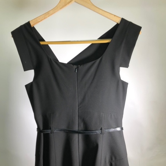 Size 6 Black Halo Belted Classic Jackie O Midi Dress - Picture 5 of 13